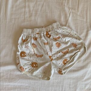 Women's Cream Skull and Butterfly Shorts
